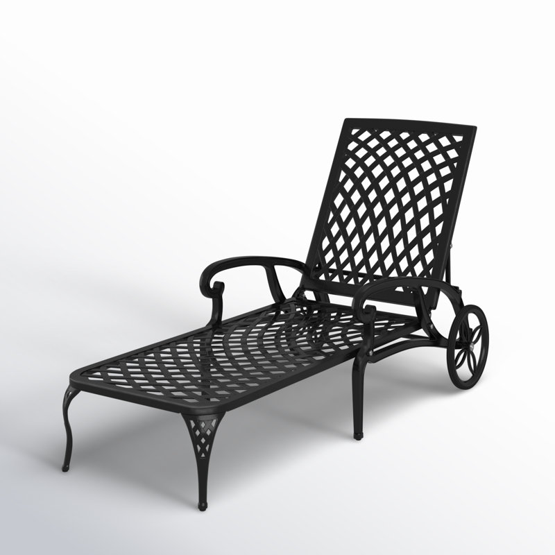 Bauder Outdoor Metal Chaise Lounge, Black