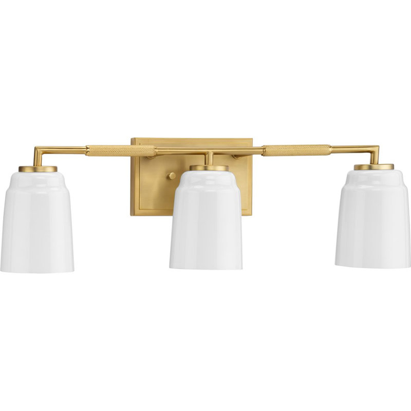 Éclairage pour meuble-lavabo industriel à trois lumières, Or brossé