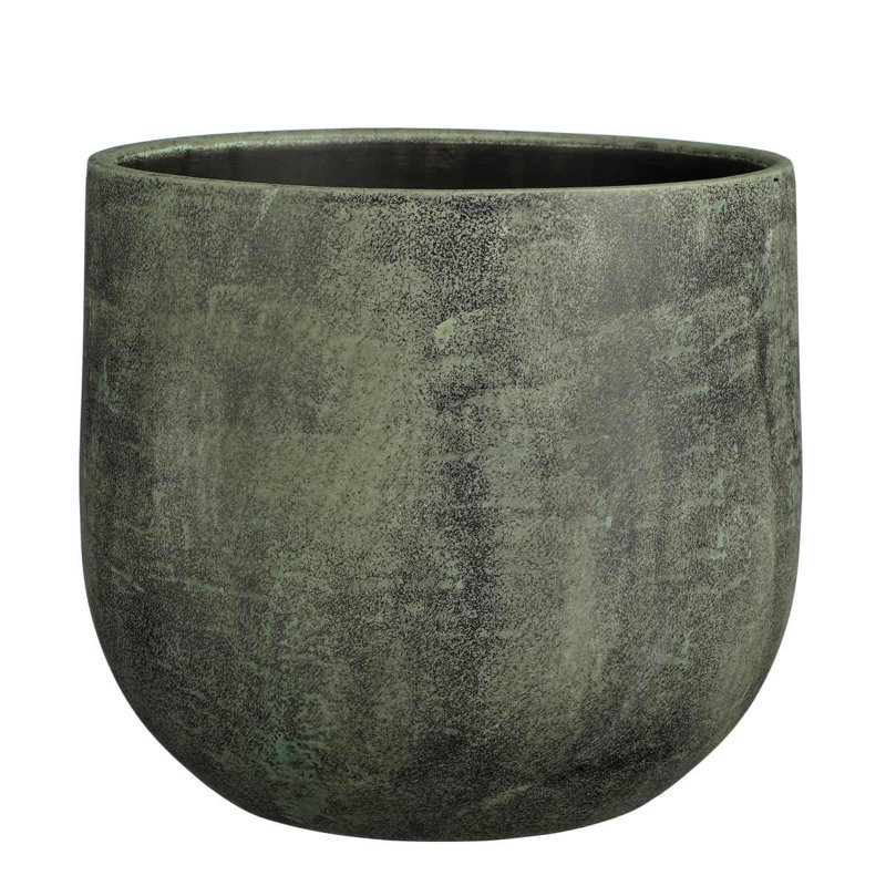 Afzal Ceramic Pot Planter, Green, 25cm H x 29cm W x 29cm D