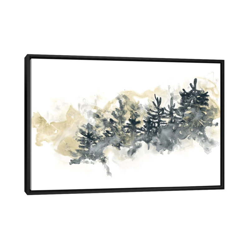 « misty hillside ii », impression sur toile, H 18 po x l 26 po x P 1,5 po, Toile avec cadre noir, Pas de tapis