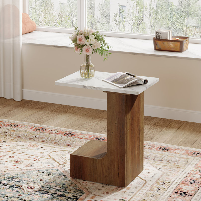 C-shaped End Table With Tabletop