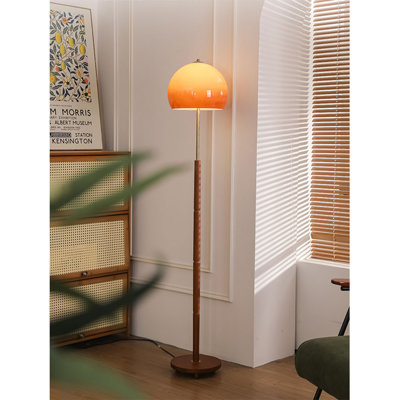 Lampe sur pied en bois massif avec abat-jour en verre et 3 températures de couleur