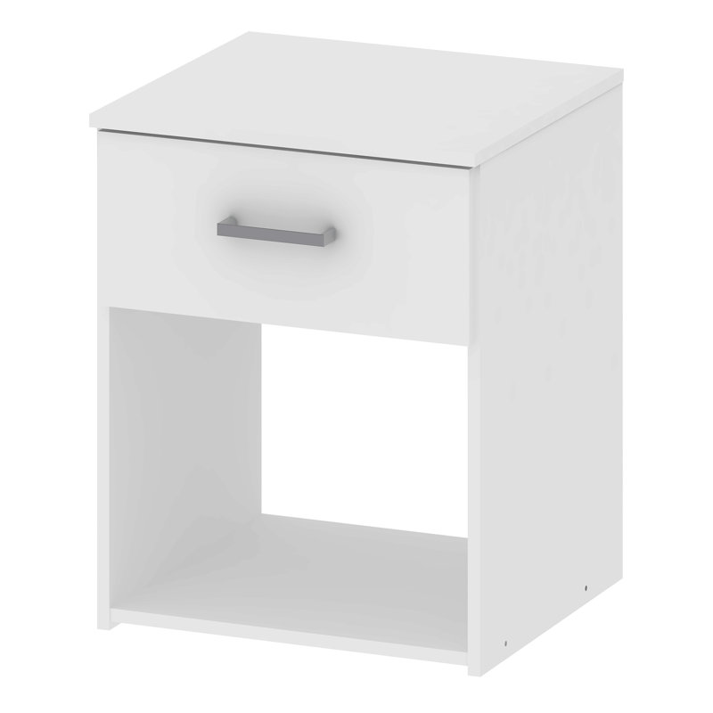 Orval 37.6cm W Manufactured Wood Bedside Table, White