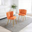 Ensemble de 2 chaises de salle à manger rembourrées en velours orange riche avec pieds en métal doré-214492708