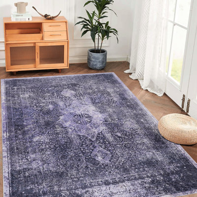 Tapis lavable 3 pi x 5 pi, antidérapant, antidérapant, à poils courts, pliable, pour chambre à coucher, salon, cuisine, salle à manger - tapis à surface lisse 3 x 5, lavable, élégant et moderne