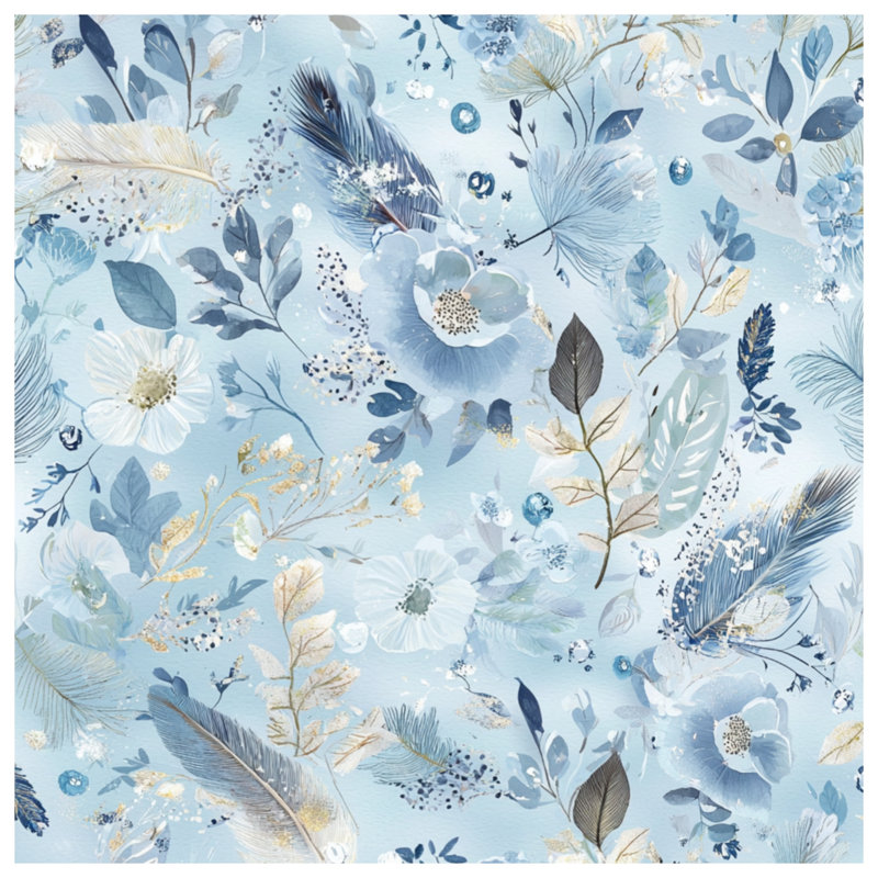 Couvre-lit matelassé à motif floral bleu, Grand lit