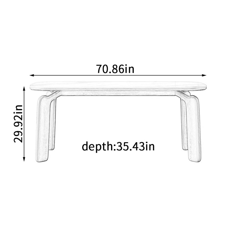Table de salle à manger de haute qualité, H 29,92 po x L 70,86 po x l 35,43 po
