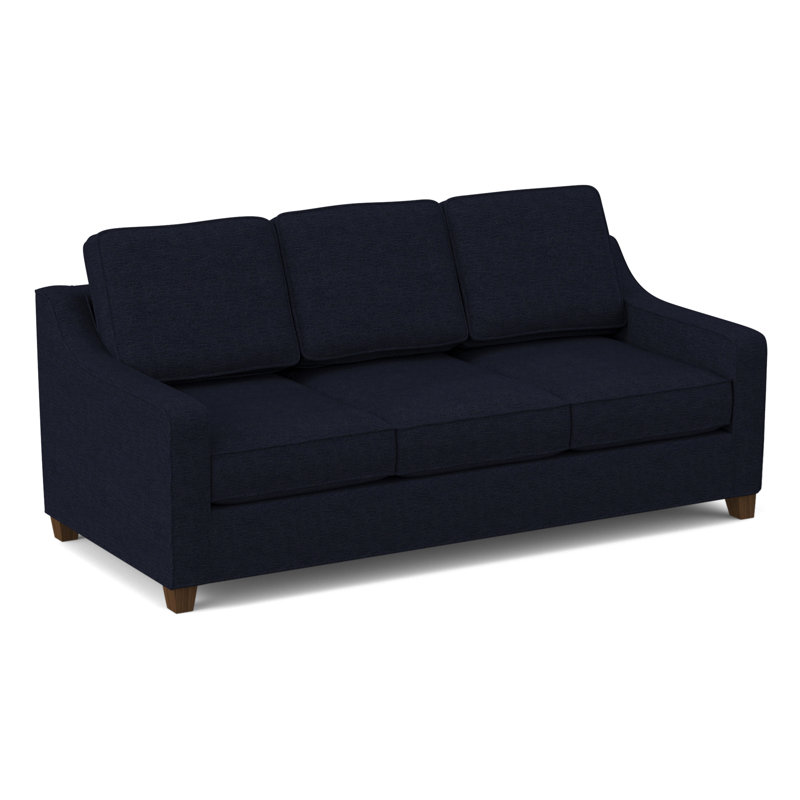 Clark 82" Square Arm Sofa Bed Sleeper with Reversible Cushions, Saylor Navy, Montana Walnut, Hybrid