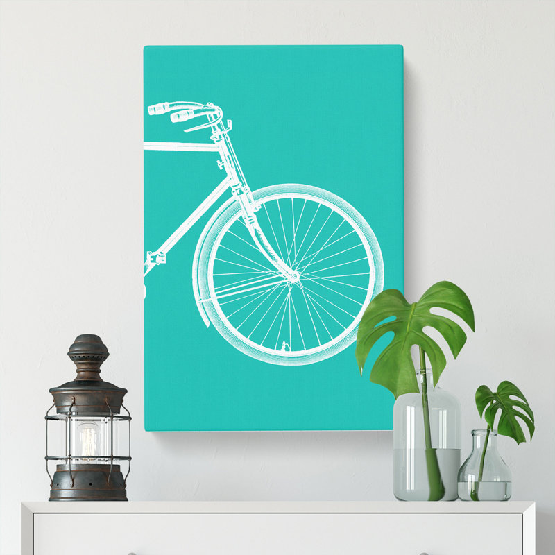 Bicycle Abstract No.2 Teal - Wrapped Canvas, 91cm H x 60cm W x 3cm D