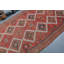 Tapis turc rétro en laine tissé à la main avec motif géométrique rouge pour décoration bohémienne brun / rouge