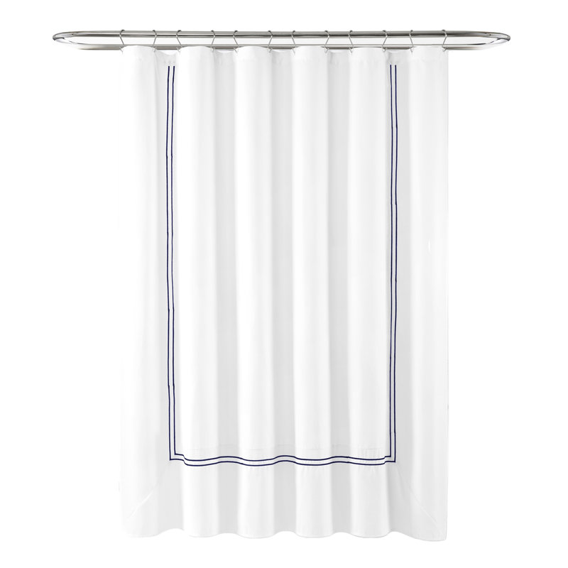 Lush Decor Hotel Collection Shower Curtain, White/Blue