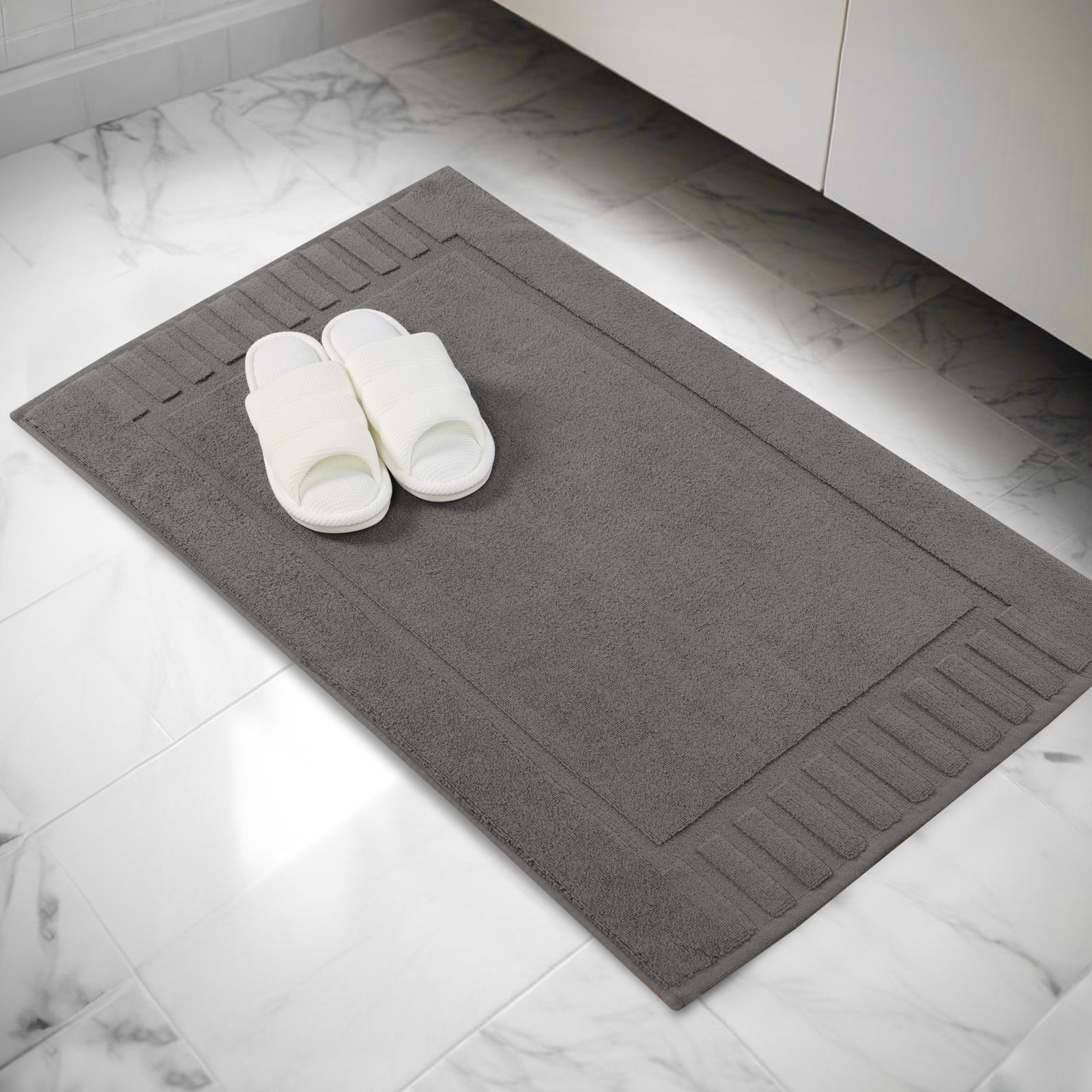 Pardue Cotton Bath Mat, Graphite, Geometric