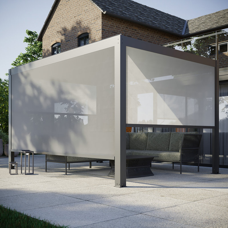 Paloma 3m x 4m Aluminium Pergola with LED Lighting in Grey, Grey