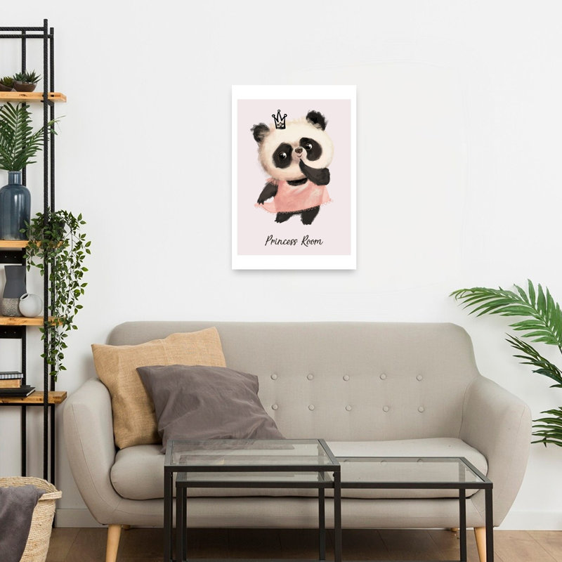 Cute Panda Princess Contemporary Bear Panda Forest Wall Art Print, 60.96cm H x 40.64cm W