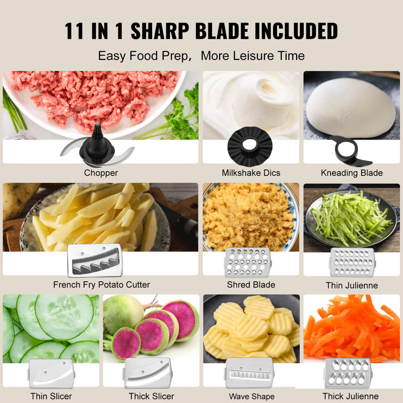 VEVOR 9-Cup Black Food Processor with Variable Speed