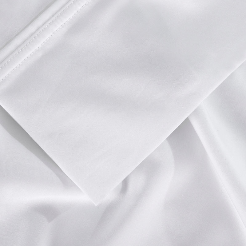 Bright White Twin Cotton Bamboo Sheet Set