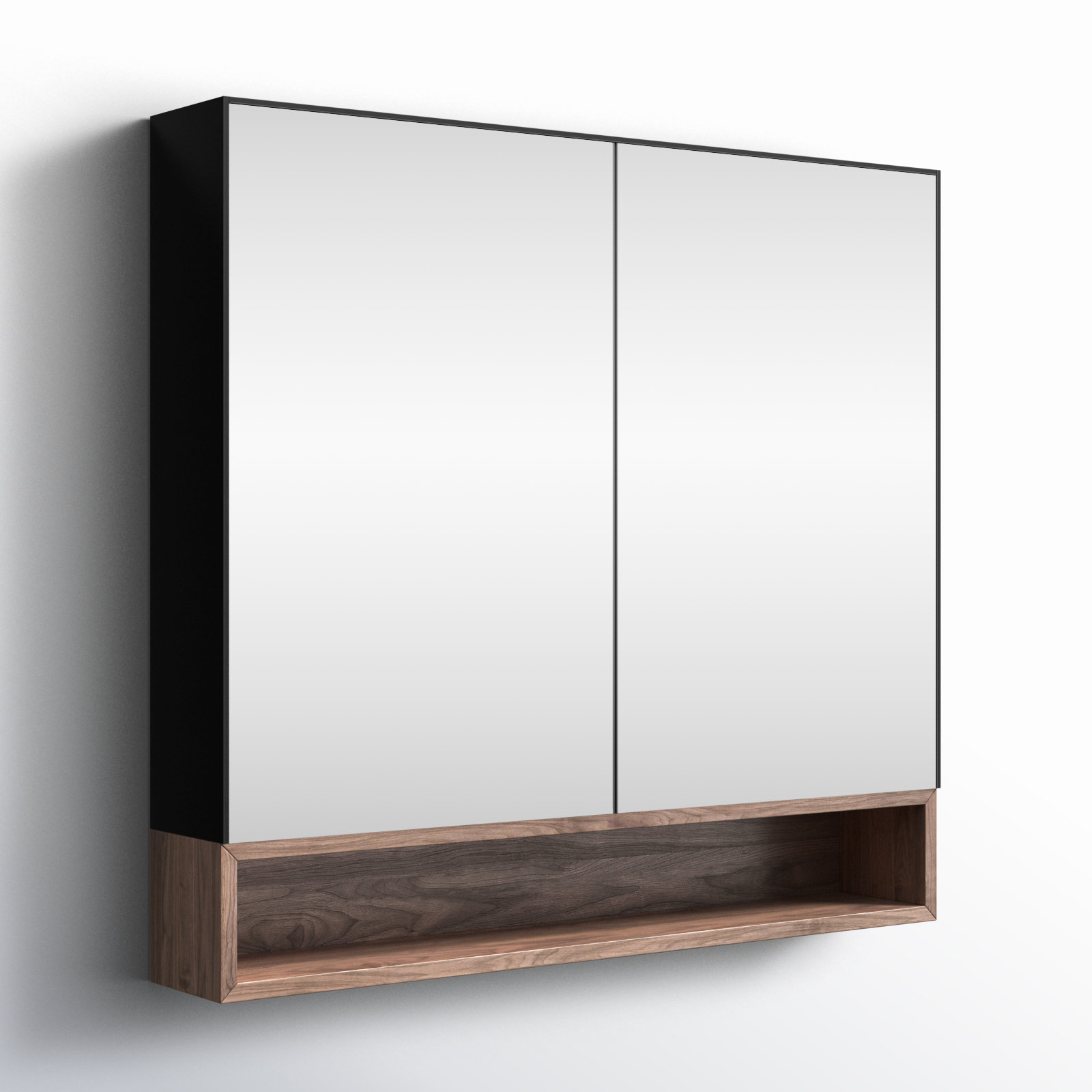 Tito Surface Medicine Cabinet, Matte Black/Walnut