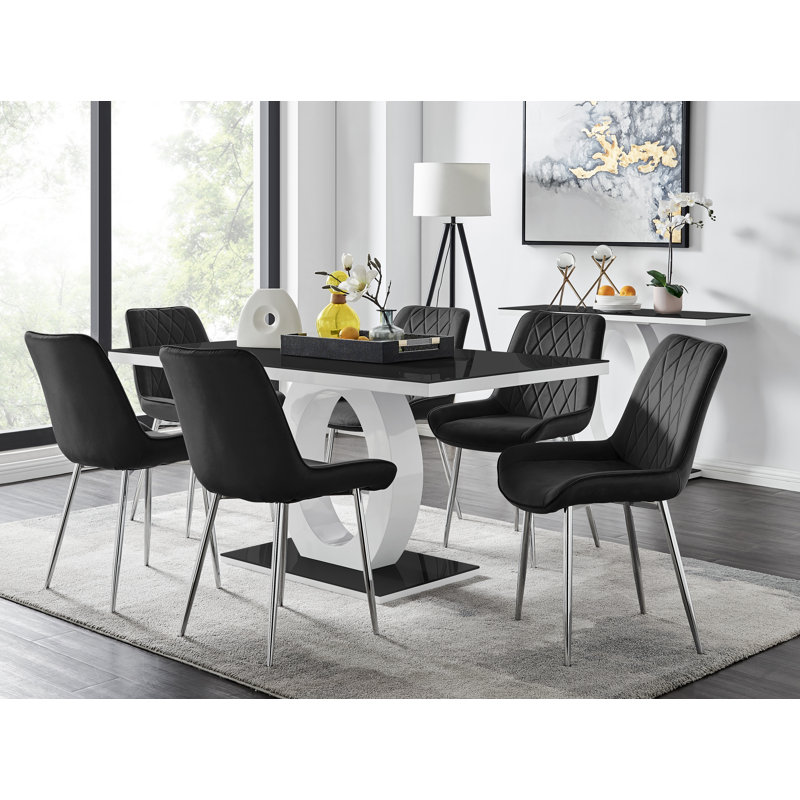 Bekircan 6 - Person Dining Set, Black/Silver