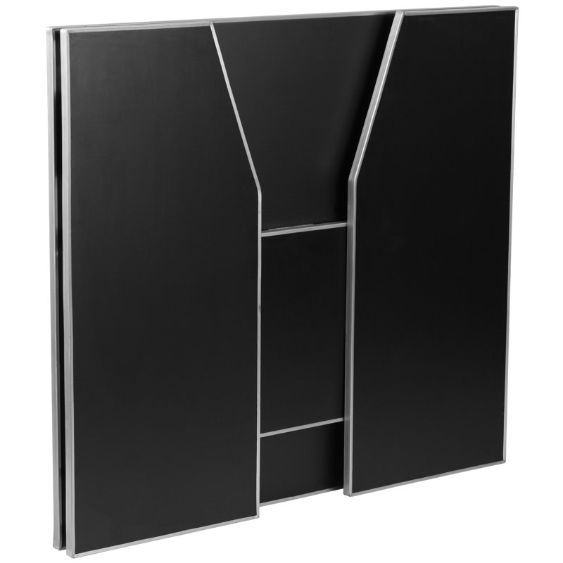 Bukowski 4' Folding Portable Event Bar with Top and Middle Shelves, Black
