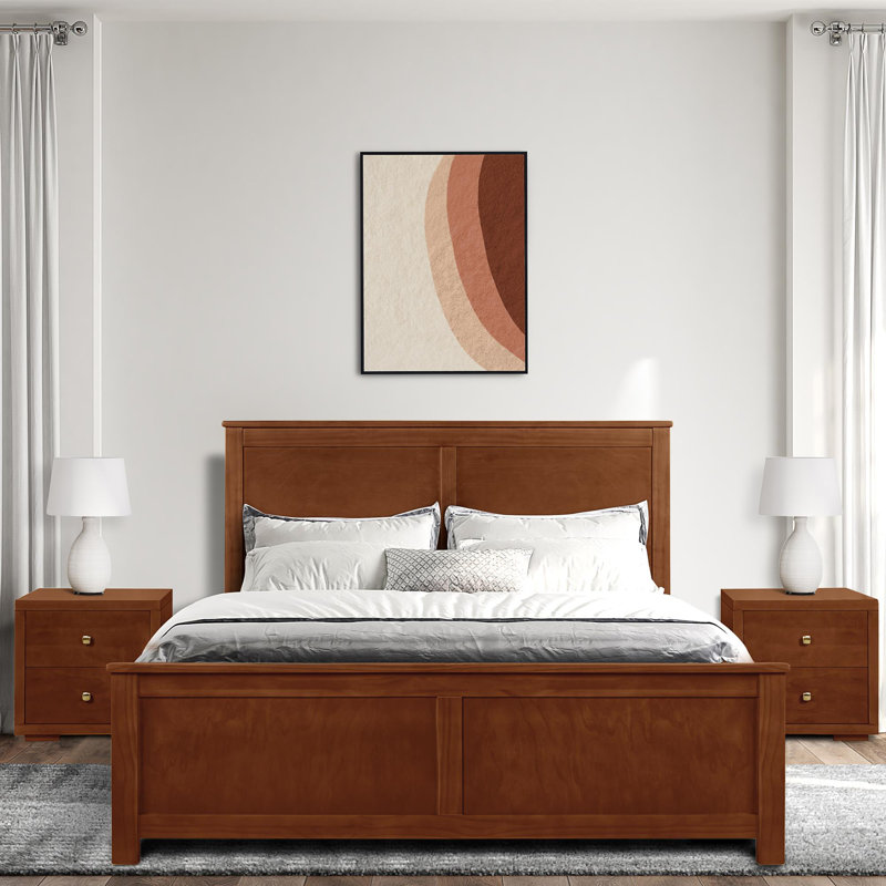 Winston Platform Bed with Paneled Headboard and Footboard, Queen, Walnut