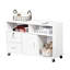 Printer Stand For Home Office - White Mobile Cabinet Organizer With 2 Locking Breaks, Drawer, And Space Pens Magazines Storage Caster Wheels, 3 Shelves Organizing Supplies
