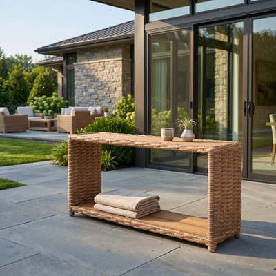 Windsor Rectangular Outdoor Side Table, 10.6" In. W 36.2" In. D
