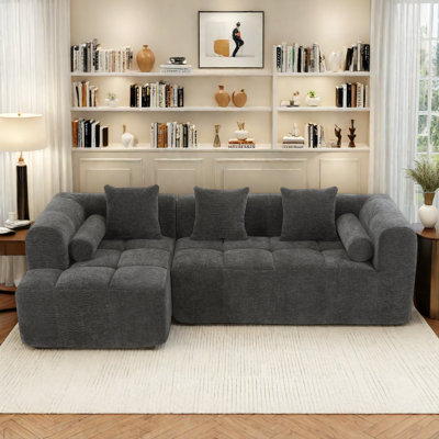 Canapé modulaire rembourré 2 pièces avec coussins, sans assemblage requis