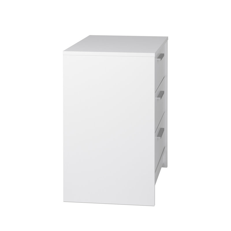 White 3-Drawer Wood Nightstand with Engineered Composite Top