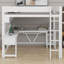 Lit mezzanine en bois moderne avec bureau, tablettes, DEL et station de charge-129234272