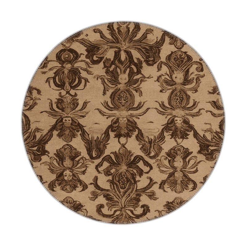 Tapis d'intérieur et d'extérieur brun français, Rond 5 pi