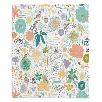 Couverture oiseaux et fleurs 