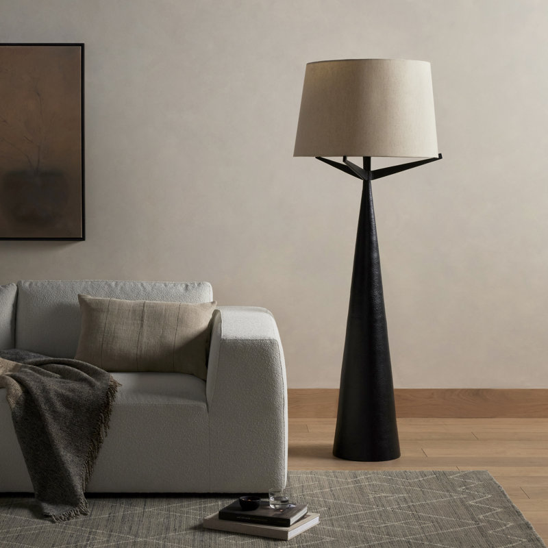 70'' Hammered Black Aluminum Novelty Floor Lamp, Hammered Smoked Nickel