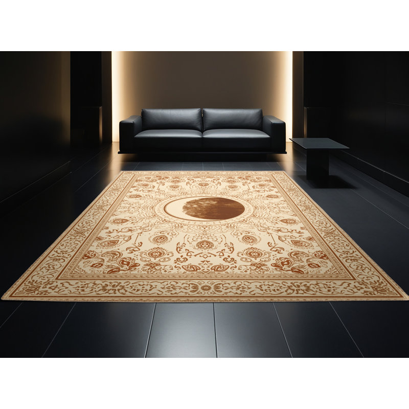 Machine Washable Palvinder Classic Oriental Rug in Beige – Beige Binding, 6 x 9