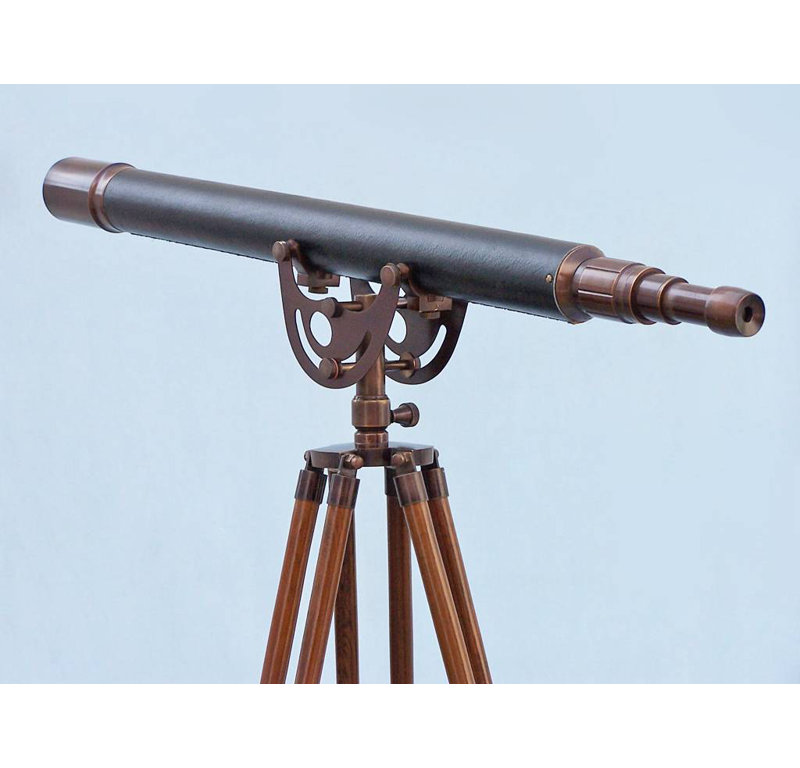 Delaware Entertainment Decorative Telescope, Antique Copper/Black Leather