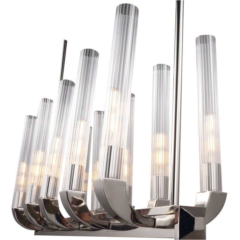Pendentif île de cuisine 10 lumières Kelley, Nickel brillant