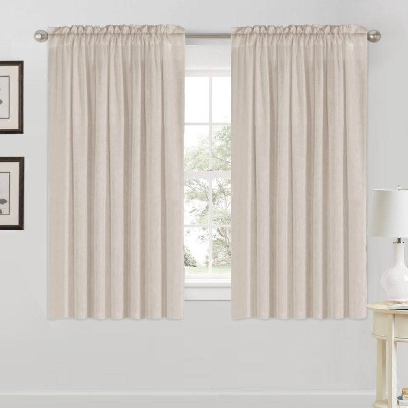 Joe Semi-Sheer Rod Pocket Polyester Curtain Panel Pair, Angora, 52" W x 84" L