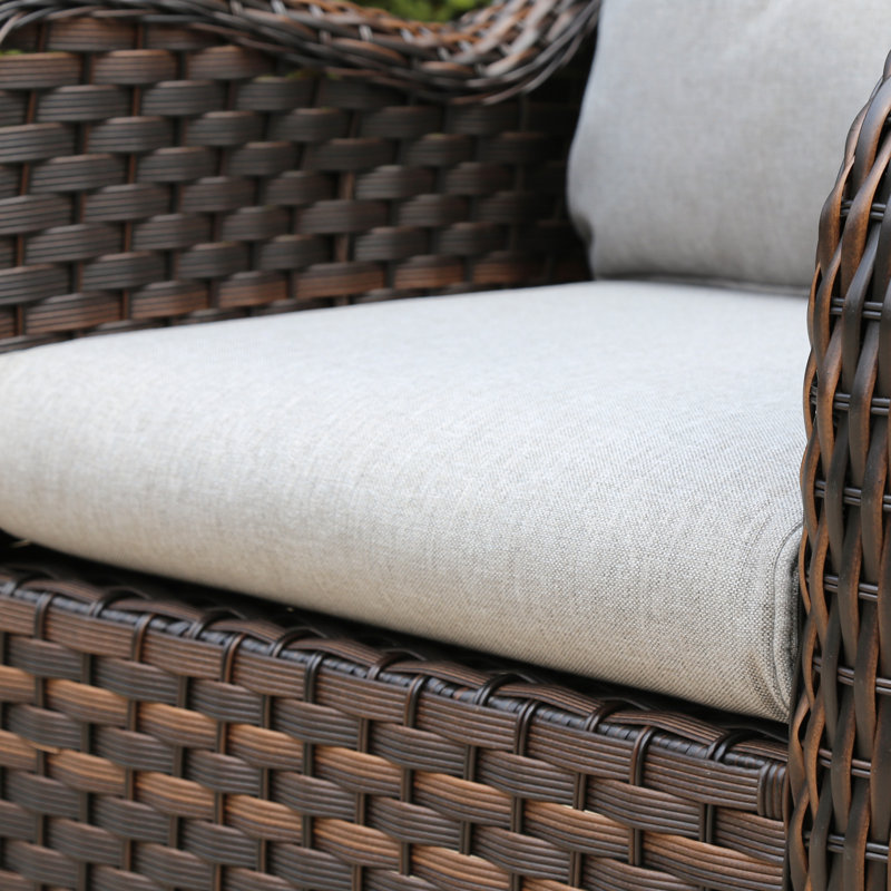 Chaise de patio pivotante avec coussins Tichina, Brun