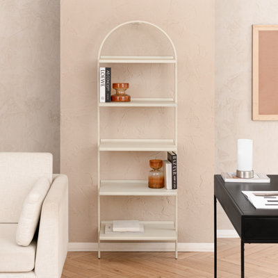 Corle 72" H x 24" W x 14" D 5-Tier Ladder Iron Bookcase Chalk White