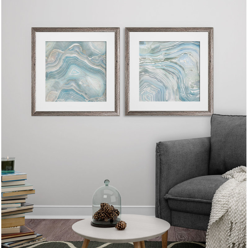 « agate », ensemble de 2 reproductions encadrées, Cadre brun