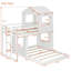Lit superposé simple en bois sur lit double, lit mezzanine avec maisonnette, maison de campagne, échelle et garde-corps-303399901