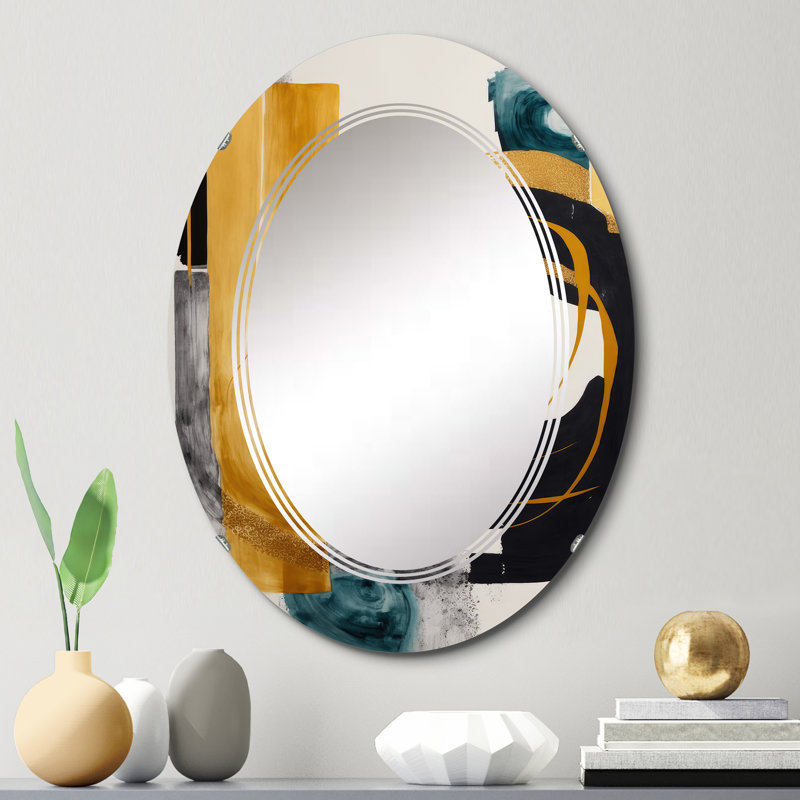 Quinnetta Modern Green Art Deco III - Miroir mural moderne transitionnel, 30 po x 20 po