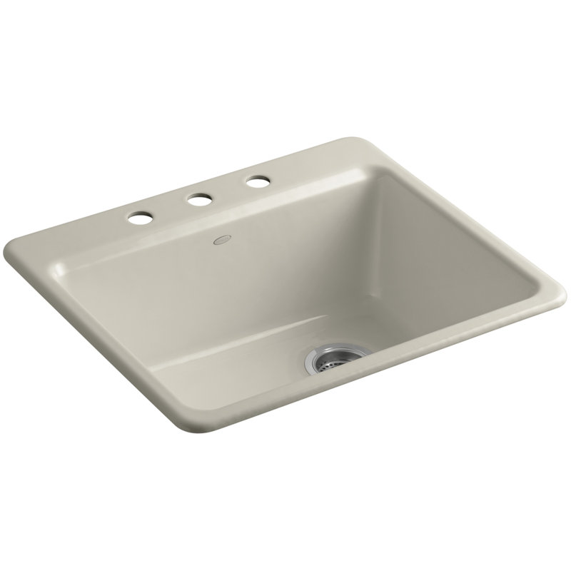 Riverby® 25" L x 22" W x 9-5 8" Bar Kitchen Sink with Basin Rack, 4 holes, White