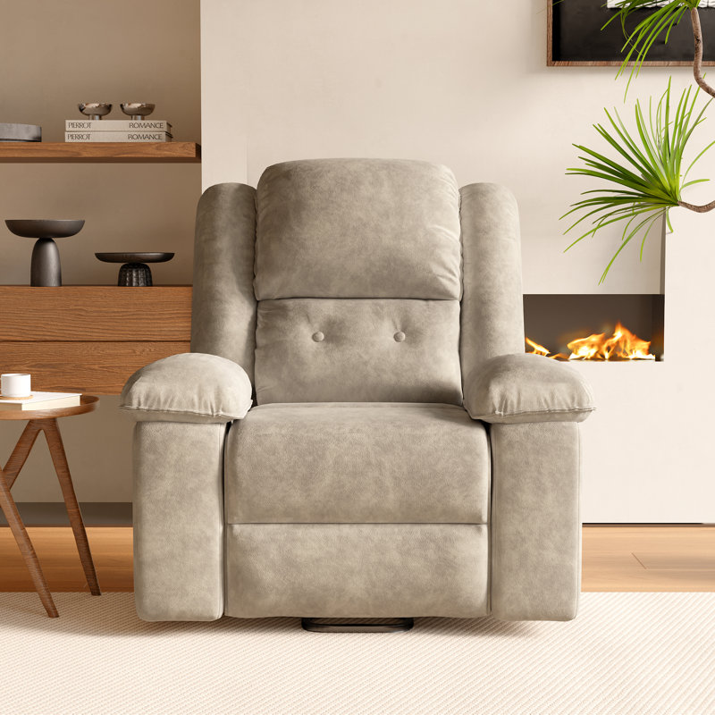 Analiesa Electric Massage Chair With Heating, Light Beige Suede 