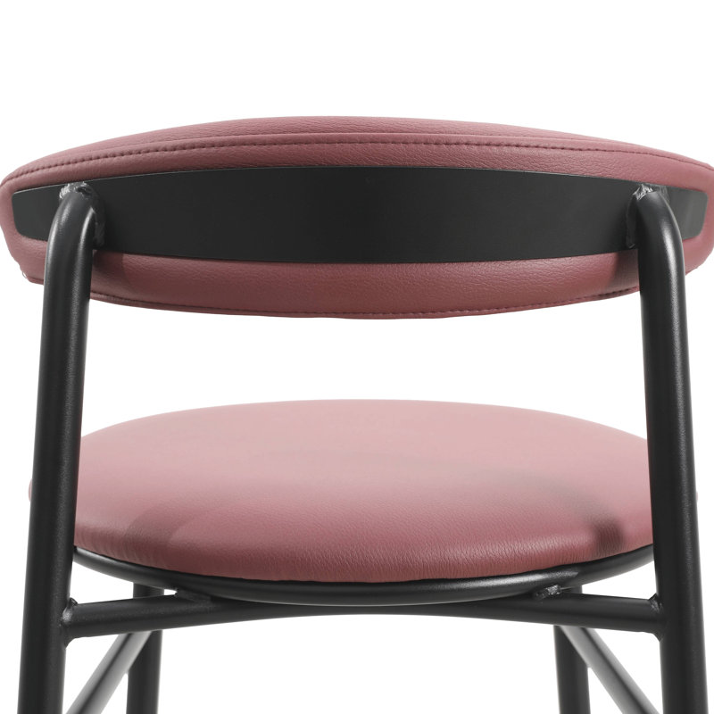 Upholstered Counter Stool with Metal Frame, Burgundy