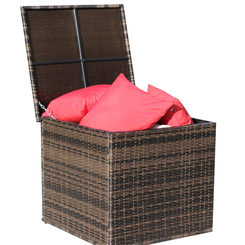 Brown Outdoor Equipment Storage Box - Keeps Your Organized Deck Chest With Zippered Cushion Convenient And Practical