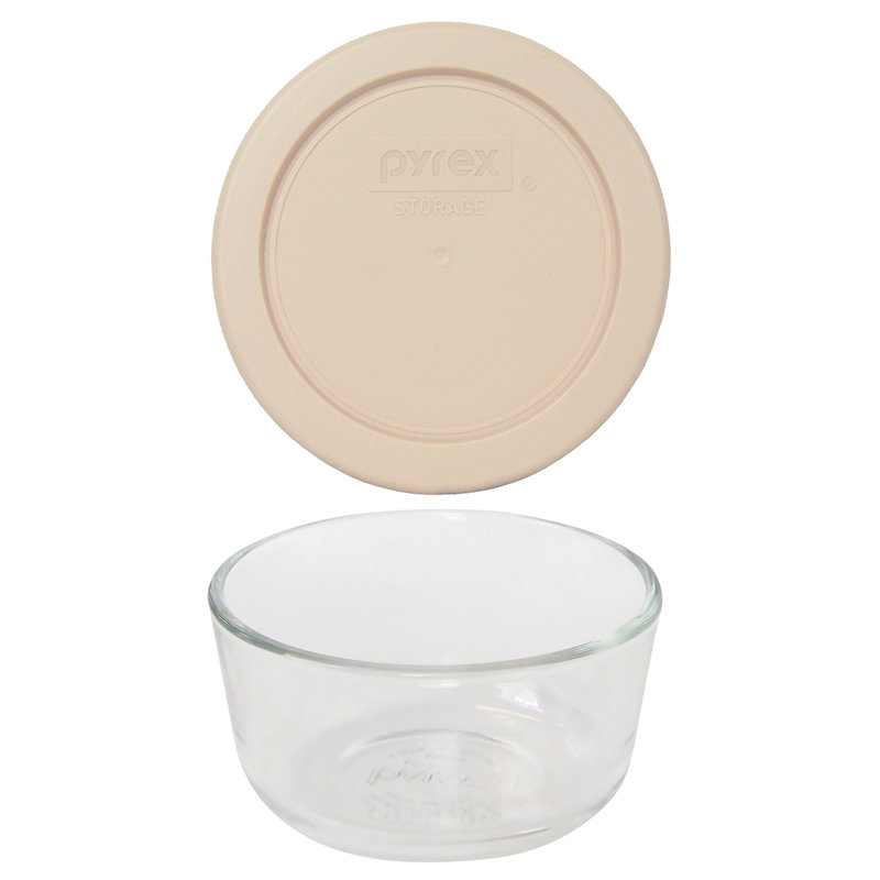 (1) bol en verre de 1 tasse Pyrex (1) et (1) couvercle en verre de 1 tasse 7202-PC, Rougir