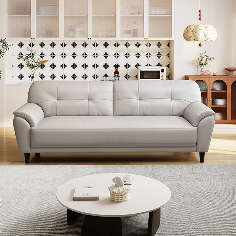 Coussin de canapé standard en cuir véritable, Gris, H 31,5 po x l 86,61 po x P 33,46 po