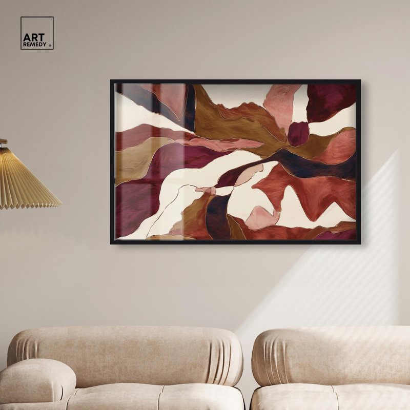 Décoration murale Boho Collage of a Red World II par Art Remedy, cadre noir, 46 x 31, H 31 po x l 46 po, Structure noire