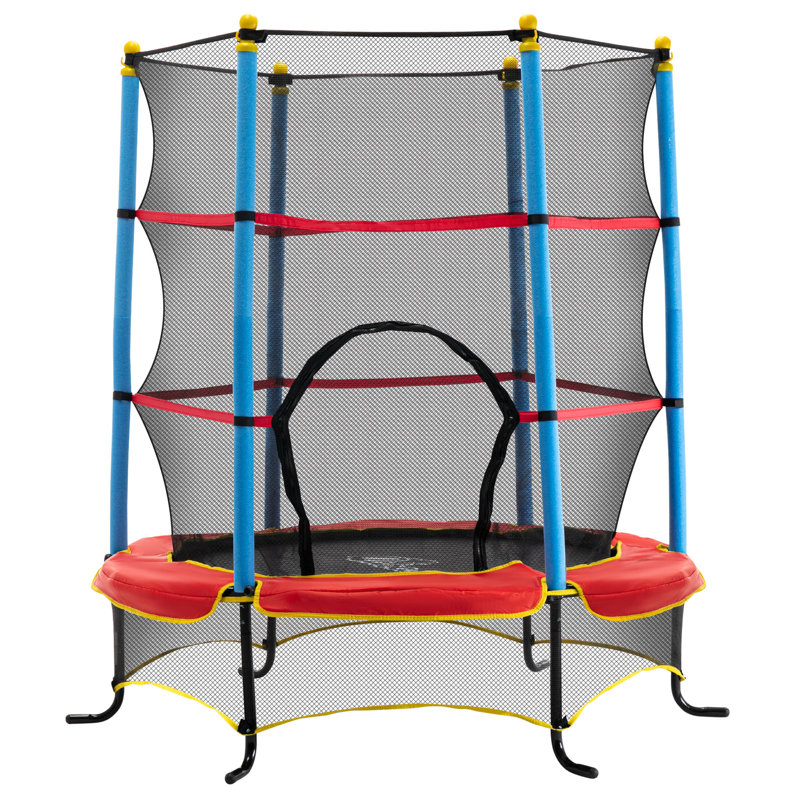 Trampoline de jardin rond de 5,42 pi avec enceinte sécuritaire Qaba