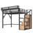 Twin XL Loft Bed with Storage Stairs, Built-in Wardrobe & Shelves, Metal Frame with USB & LED Lights, Natural Wood-1218788029-1218788017